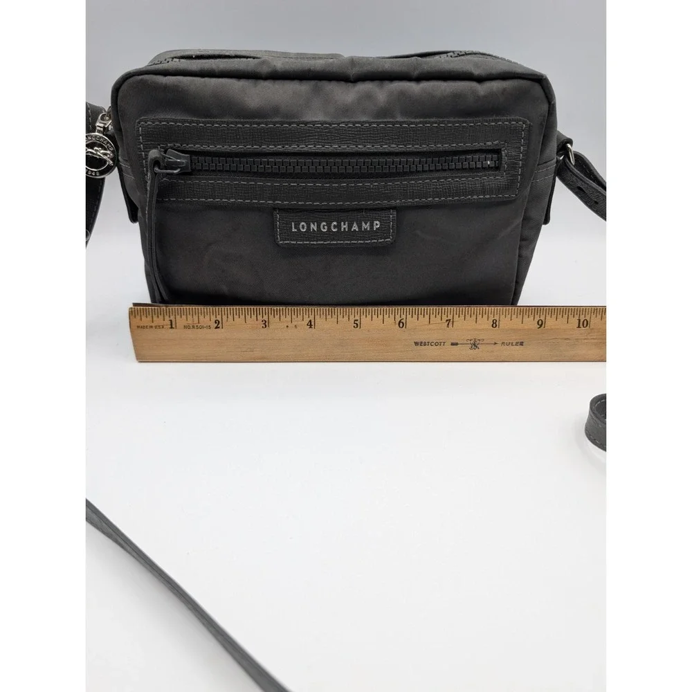 Longchamp Le Pliage Neo Camera Crossbody Bag Grey Nylon Leather French-Made